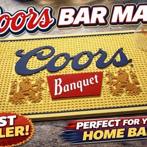 Coors Banquet Bar Mats for Countertop - 18x12 inches, Non-Slip Rubber‎ Backing,